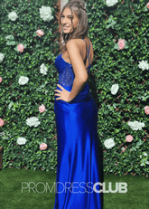 Deirdre |Royal Blue Prom Dresses Long Mermaid Sweetheart Sparkly Corset Pleated with Slit - Royal Blue - PromDressClub